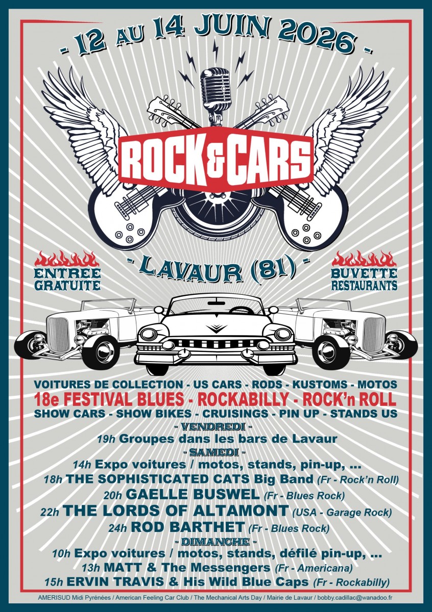Festival  ROCK’&amp;’CARS à Lavaur (81) du 12 au 14 juin 2026