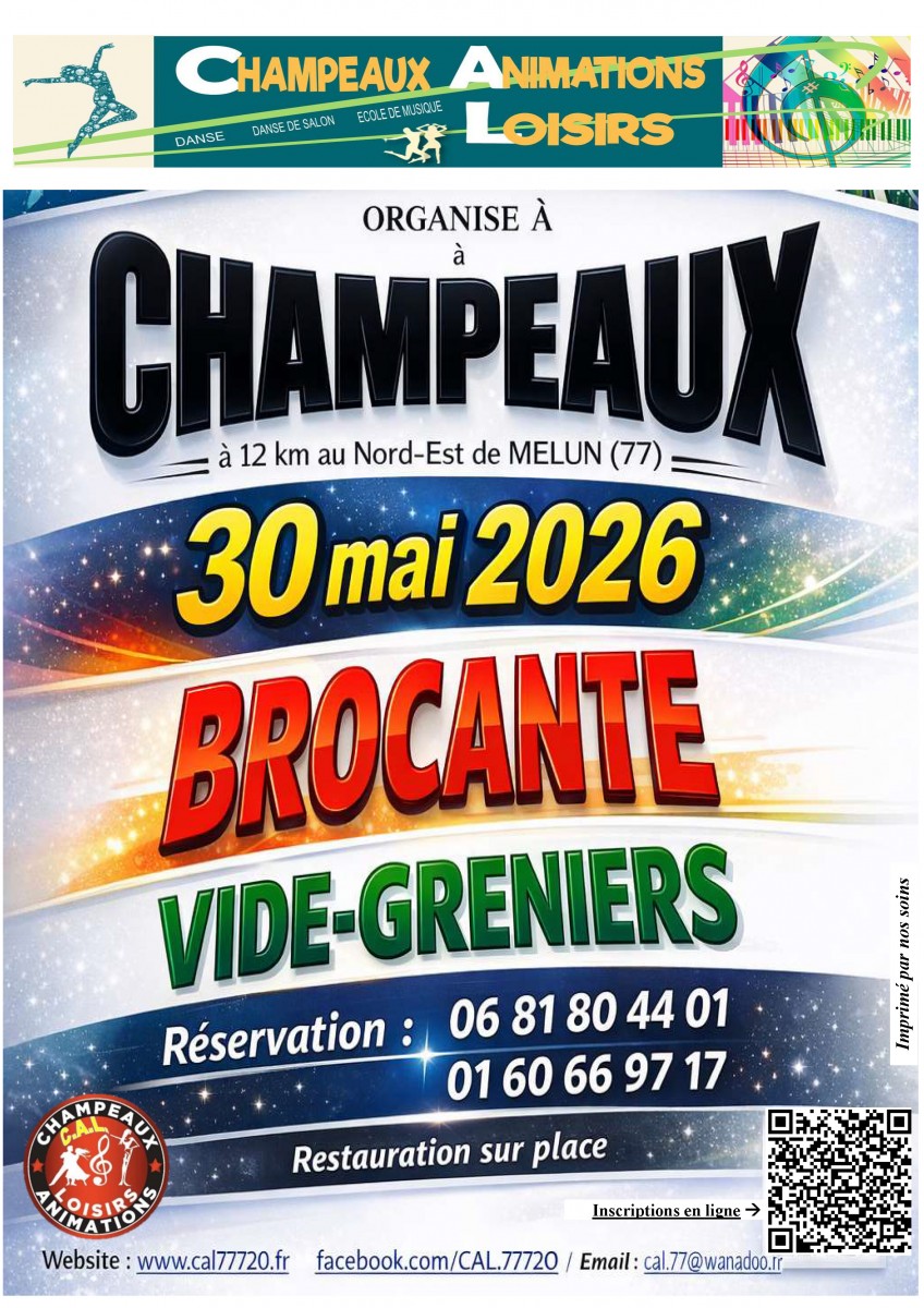 BROCANTE &amp; VIDE-GRENIERS à CHAMPEAUX (77), le 30/05/2026