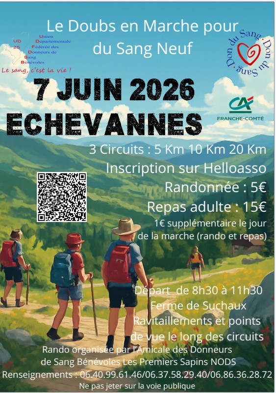 Marche Départementale : Le Doubs en marche pour du sang Neuf