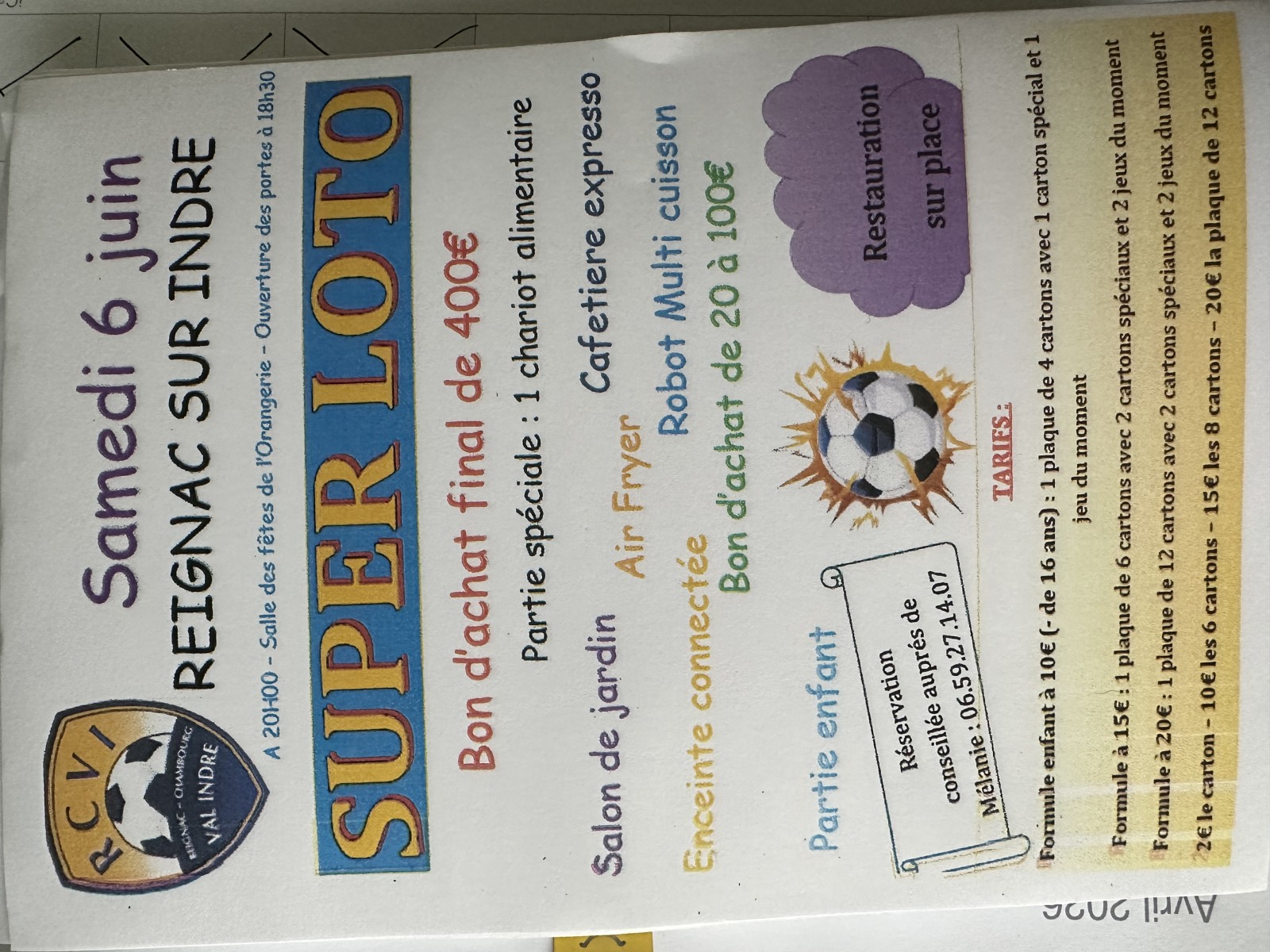 SUPER LOTO DU RCVI ANIME PAR MELANIE
