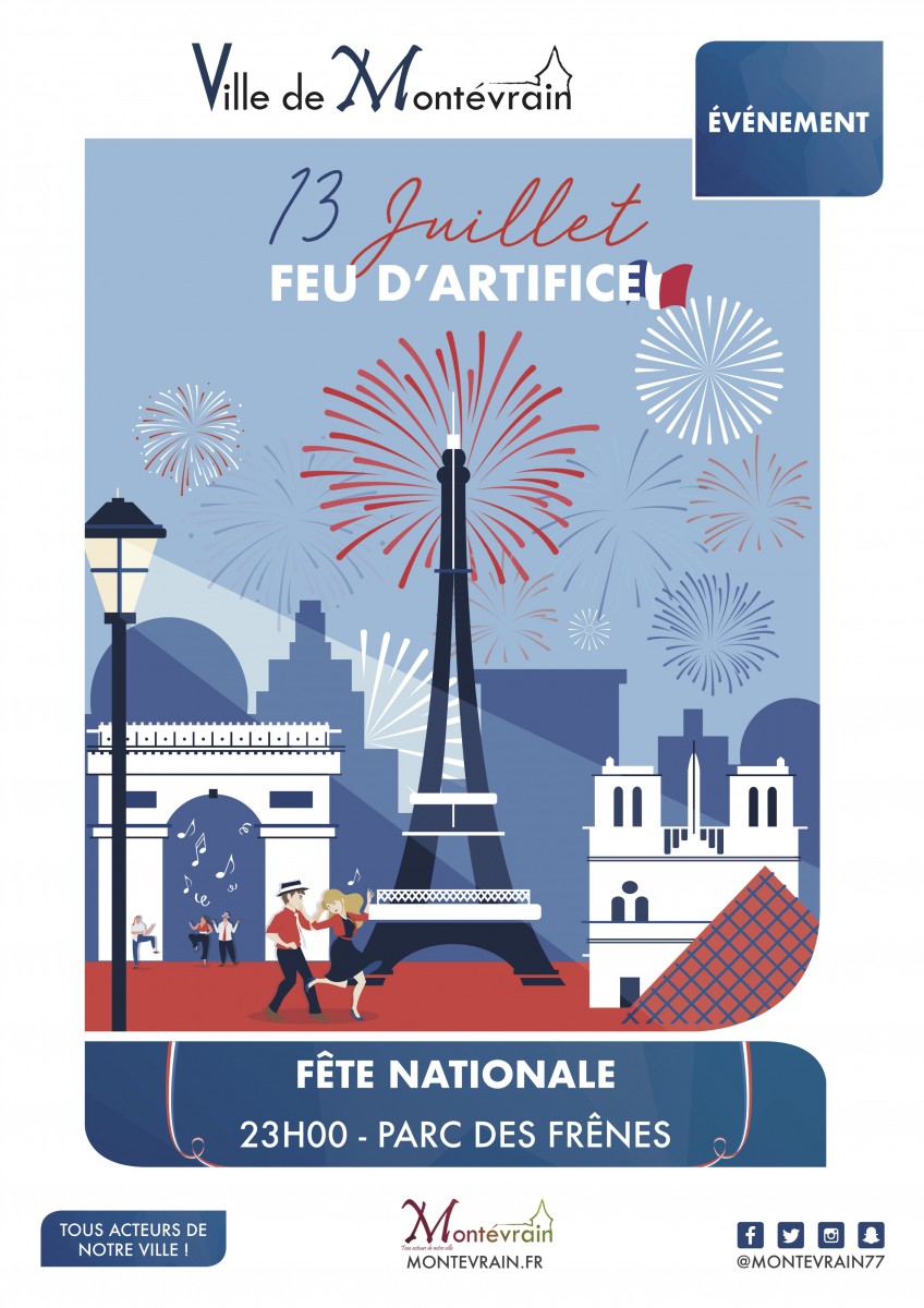 Feu d'artifice le 13 juillet à Montévrain